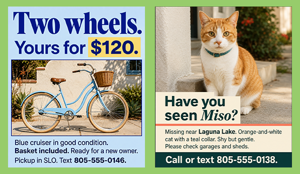 Photo + Text Notice example